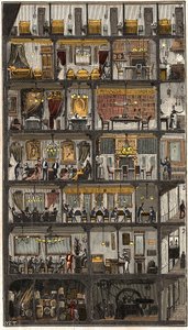 Szállás Párizsban - Egy párizsi ház keresztmetszete 1885 - Egy párizsi ház keresztmetszete 1885-ben. A „” La Nature-ben. A tudományok áttekintése és alkalmazásaik a művészetben és az iparban.” alkotó: French School