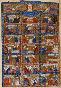 Hozzáadás. 30024 f.1v Huszonegy jelenet, amely a művészeteket és a tudományokat képviseli, a „Li Livres dou Tresor” című művéből, Brunetto Latini alkotó: French School