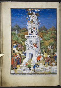 Add hozzá Ms 18850 f.17v Building of the Tower of the Babel, Book of Hours (The Bedford Hours) c.1410-30 (tinta, szín és arany pergamen) alkotó: French School
