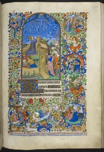 Add hozzá Ms 18850 f.208r, Hours of the Passion: Agony in the Garden, további jelenetekkel a szegélyen, Book of Hours (The Bedford Hours) c.1410-30 (tinta, szín és arany pergamen) alkotó: French School