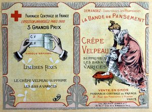 Reklám a "Crepe Velpeau" kötszerekre, 1900 körül (színes litográfia) alkotó: French School