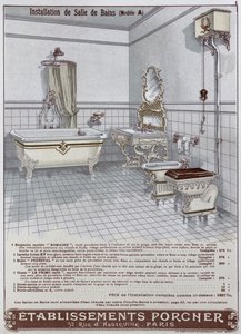 Reklám az Etablissements Porcner által gyártott fürdőszobákhoz, 1899 alkotó: French School