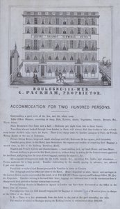 A Louvre Railway Terminus Hotel hirdetése, Boulogne-sur-Mer, Franciaország (litho) alkotó: French School