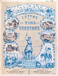 Theophile Malvezin Lettre sur les Vins de Bordeaux kiadását népszerűsítő reklám, 1889 alkotó: French School