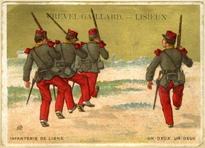 Grevel-Gaillard, Lisieux, online gyalogság hirdetési kromolitográfiája, egy kettő, egy kettő (kromolitográfia) alkotó: French School