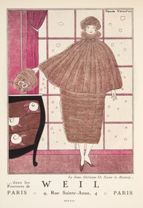 A "Weil" reklámja, a Gazette de Bon Ton, pub. 1920 (sablonnyomat) alkotó: French School