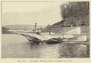 Vízen vitorlázó Wilhelm Kress repülőgép (metszet) alkotó: French School