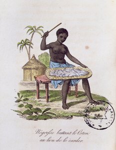 Afrikai nő verte a gyapotot alkotó: French School