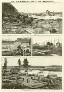 A Bouzey-i árvízi katasztrófa következményei, Franciaország (metszet) alkotó: French School