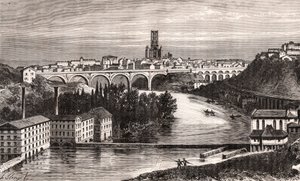 Albi - Languedoc-Roussillon-Midi-Pyrenee - V. A. Malt-Brown „La France illustrée: földrajz, történelem, statisztikai igazgatás” című metszete. 1884 alkotó: French School