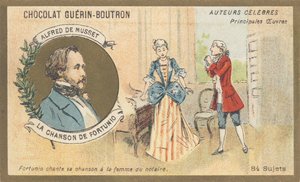 Alfred de Musset (1810-1857), a romantika korának francia írója, a „Chanson de Fortunio” költemény szerzője (1852) alkotó: French School