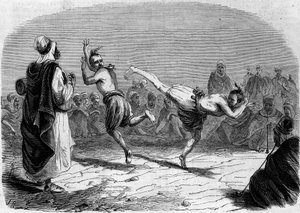 Algériai szokás: arab tánc. Rigo úr rajza, Ameler úr zászlóaljvezető vázlata alapján. Metszet a „” Le Monde Illustré”” 86. számában, 1858. december 11. alkotó: French School