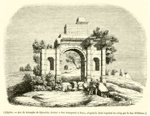 Algéria, Djemilah diadalíve, Párizsba szállítják (metszet) alkotó: French School