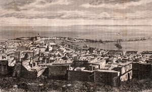 Algiers - Algiers - Algerie - metszet a „La France illustree: geographia, történelem, közigazgatási statisztika”-ban, V.A. Maláta-barna. 1884 alkotó: French School
