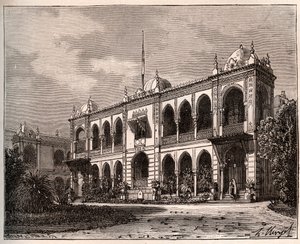 Algír – Kormányzói palota Mustapha-ban – V. A. Malt-Brown „La France illustrée: földrajz, történelem, statisztikai igazgatás” metszete. 1884 alkotó: French School
