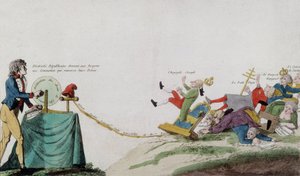 A francia forradalom allegóriája, amely a koronás rablók minden trónját elmozdítja alkotó: French School