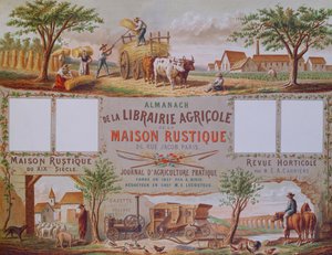 A La Maison Rustique mezőgazdasági könyvesbolt almanachja, 1860 körül (színes metszet) alkotó: French School