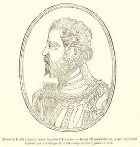 Alonso de Ercilla y Zuniga, az Araucana című vers szerzője (metszet) alkotó: French School