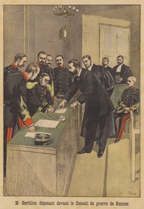 Alphonse Bertillon tanúskodik Alfred Dreyfus második hadbírósága előtt Rennes-ben alkotó: French School