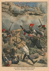Lesben az Abir-Taouilban, Fiegenschuh kapitány halála, illusztráció a „Le Petit Journal”-ból, mellékelt illusztráció, 1910. március 6.