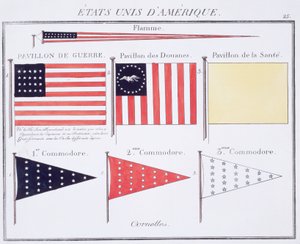 Amerikai tengeri zászlók és zászlók, egy francia zászlóskönyvből, 1819 körül alkotó: French School