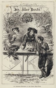 Egy elzászi barakk a Nagy Sonkavásáron (metszet) alkotó: French School