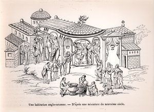 Angolszász otthon Angliában a normannok érkezése előtt, egy 9. századi miniatűr után alkotó: French School