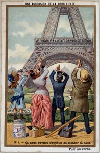 Az Eiffel-torony felmenete: a torony magasságát hosszú nézetben láthatja - chromo. Liebig, deb. 20. század alkotó: French School