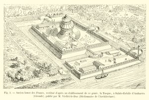 A frankok egykori alsó része, egy ilyen létesítmény, a Tusque után restaurálva Sainte-Eulalie dAmbarres-ban, Gironde-ban, kiadó: M Viollet-le-Duc, Dictionnaire de lArchitecture alkotó: French School