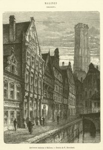 Régi házak Mechelenben (metszet) alkotó: French School