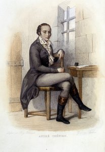 Andre Chenier (1762-1794), francia költő, a Concierge-nél – a „Le Plutarque francais”, Ed. Mennechet alkotó: French School
