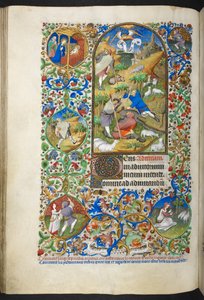 Közlemény a pásztoroknak, Add Ms 18850 f.70v Book of Hours (The Bedford Hours) c.1410-30 (tinta, szín és arany pergamen) alkotó: French School
