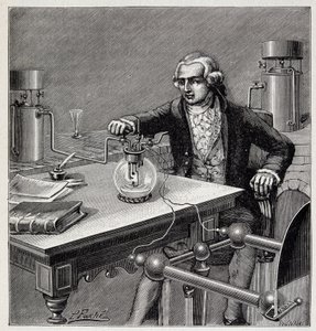 Antoine Laurent de Lavoisier (1743-1794) leading an experiment - in “” Physique populaire” by Emile Desbeaux alkotó: French School