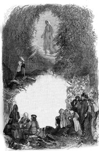 Szűz Mária megjelenése Bernadette Soubirousnak (1844-1879) a Lourdes-i barlangban, Hautes Pyrenees (65) alkotó: French School