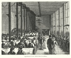 Tanoncok a párizsi Ecole Diderot műhelyében (metszet) alkotó: French School
