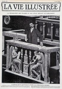 Aristide Briand a Kamara tribünjén (az egyház és az állam szétválasztása) - a „” La Vie Illustrée””-ben, 1905.07.04. alkotó: French School