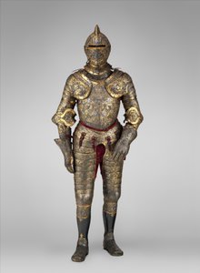 II. Henrik francia király (uralkodott 1547–1559) páncélzata 1555 körül (acél, arany, ezüst, bőr, textil)   Dátum: kb. 1555 Közepes: acél, arany, ezüst, bőr, textil alkotó: French School