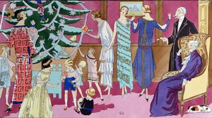 A karácsonyfa körül, divattányér az Art Gout Beaute magazintól, 1923. december alkotó: French School