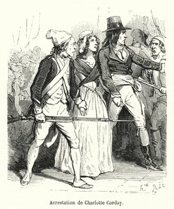 Charlotte Corday letartóztatása (metszet) alkotó: French School