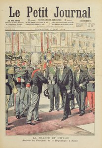 M. Loubet, a Francia Köztársaság elnöke Rómába érkezése olaszországi állami látogatásra 1904 áprilisában, a „Le Petit Journal” címlapillusztrációja, 1904. május 1.