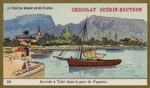 Érkezés Papeete kikötőjébe, Tahiti (chromolitho) alkotó: French School