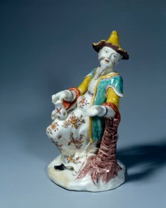 Art France: kínai figura. Saint Cloud polikróm porcelán szobra alkotó: French School