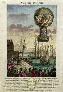 Egy Mongolfiere hőlégballon felemelkedése Calais-ban 1785-ben alkotó: French School