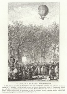 A Montgolfier Brothers Aerostatic Globe felemelkedése, Párizs, 1783. december 1. alkotó: French School