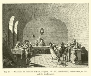 Pelletier de Saint-Fargeau meggyilkolása 1793-ban Fevriernél, restaurátor, 114. szám, Montpensier galéria alkotó: French School