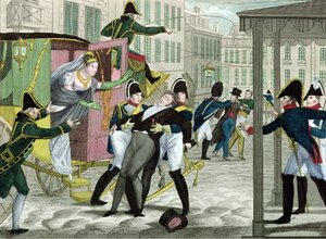 Károly Ferdinánd francia herceg (1778-1820) berryi herceg meggyilkolása Louis Louvel által, a rue de Richelieu-i operaház előtt. alkotó: French School