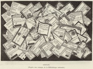 Hozzárendelések. Assignats, a francia forradalom pénzneme (metszet) alkotó: French School