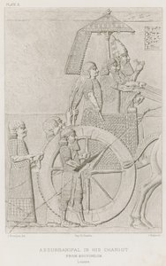 Assurbanipal a szekerén, Kouyundjikból, Louvre-ból alkotó: French School