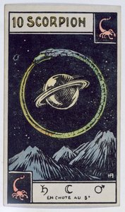 Asztrológiai tarot kártya, amely a Skorpiót ábrázolja alkotó: French School