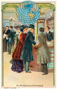 Az utazási irodánál (chromolitho) alkotó: French School